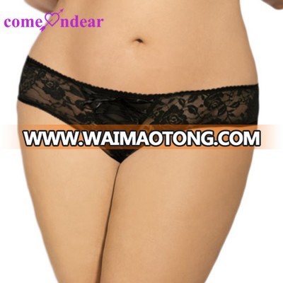 Online wholesale new style many colors open crotch  black lace thongs